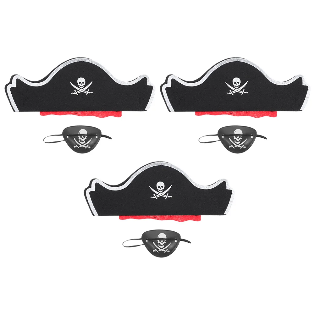 Chapeau de Pirate, Patch pour les yeux, accessoires, ensemble de costumes de fête d'halloween, casquette classique imprimée tête de mort, jeu de rôle, couvre-chef Cosplay pour 6 pièces