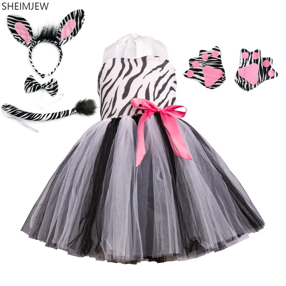 Süßes Mädchen Dschungel Thema Tierkostüm Elefant Zebra Grau Wolf Anzug Kleid Halloween Baby Geburtstag Party Wunderschönes Prinzessin Geschenk