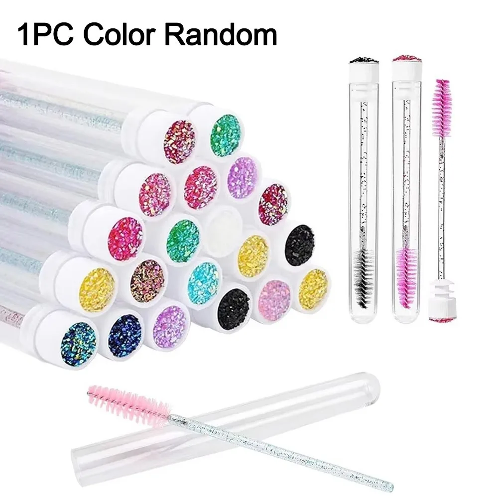 Portable Sparkling Eyelash Brushes Reusable In Tubes Mascara Wand With Container Case Eyebrow Spoolie Combs Makeup Tools