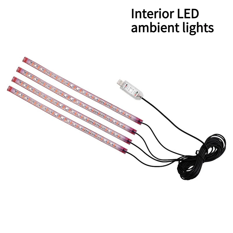 Car Interior LED Atmosphere Light USB Powered Music Rhythm Footwell Lamp Decorative Lighting for Car Interior Decor Night