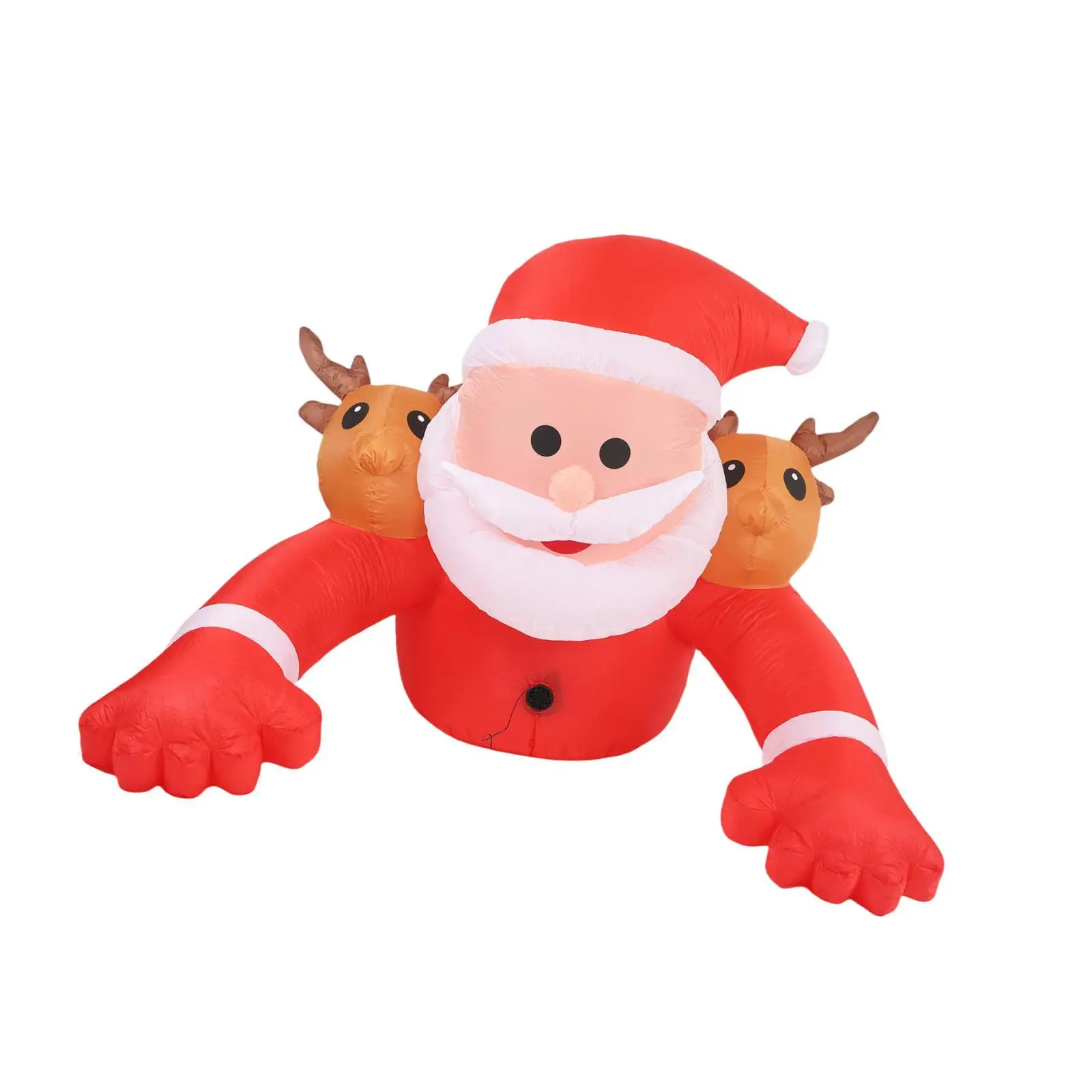 

Надувные рождественские украшения: большой Дед Мороз с олененком для декора террасы, сада, улицы. Простые в использовании.