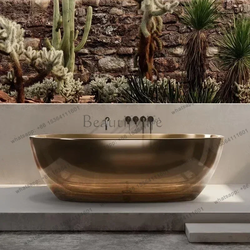 Transparent Resin Bath Tub Oval Clear Resin Bath Tub Modern Colored Transparent Bathtubs For Hotels And Villas Projects