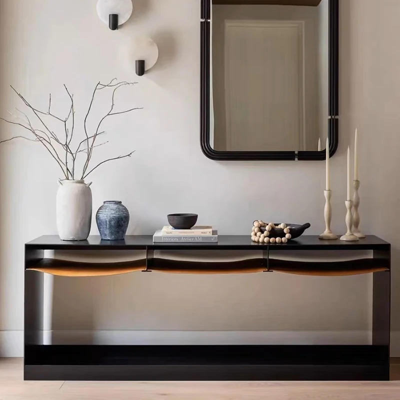 

Wabi Sabi Minimalist Console Table Behind Sofa Modern Vintage Classic Console Table Premium Elegant Mesa Furniture Living Room