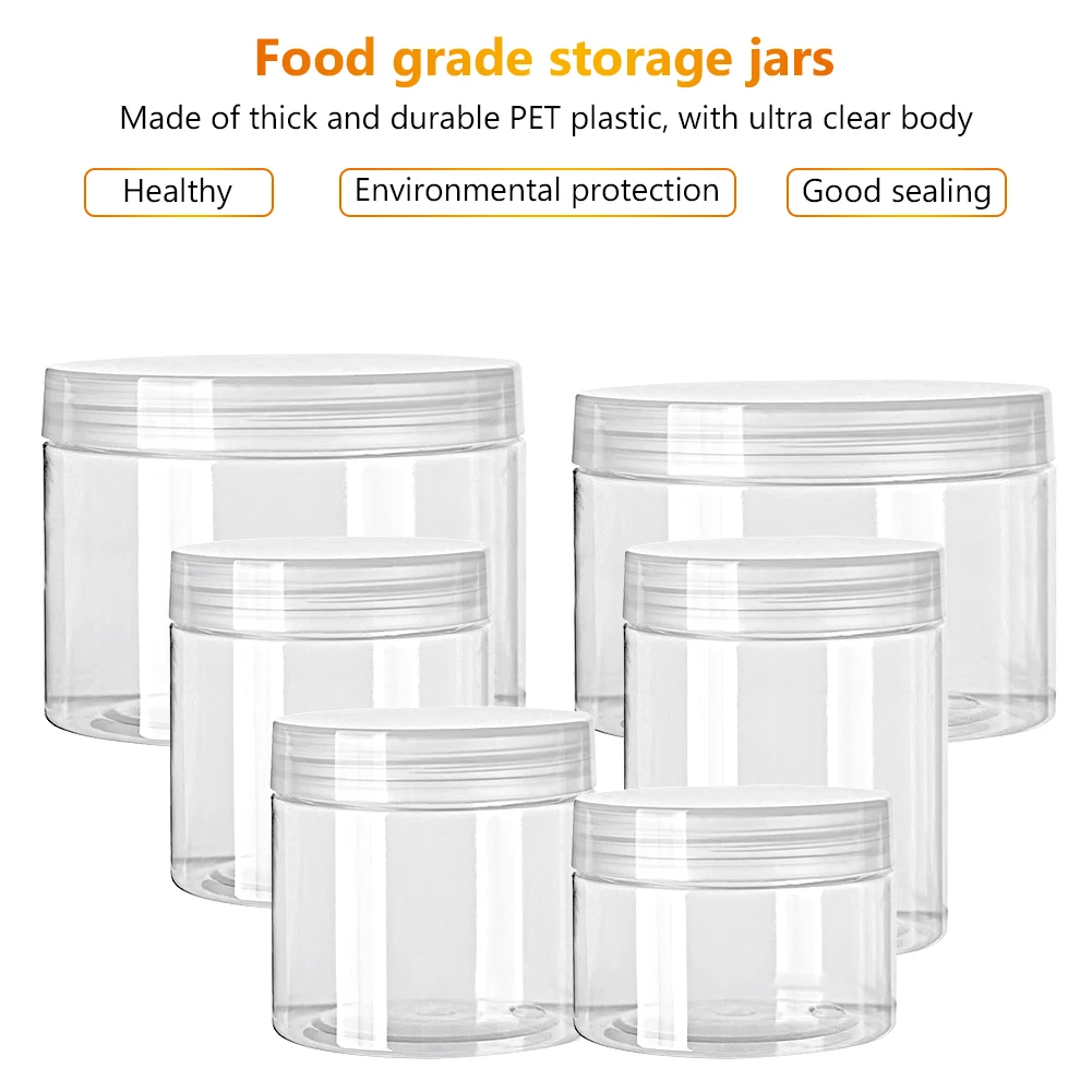 30/50/60/80/100/120/150ml Storage Jars With Lids Round Canister Empty Plastic Cosmetic Jars Food Travel Bottle Pot Containers