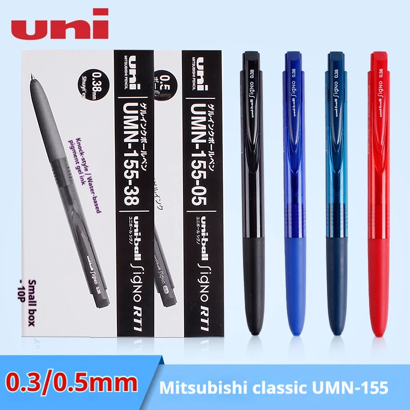 Japan uni 0.3/0.5mm UMN-155N Gel Pen,Black/Red/Blue/Navy Ink Tip Signing Stylo Perfect for Exams Homework Practice Writing Tools