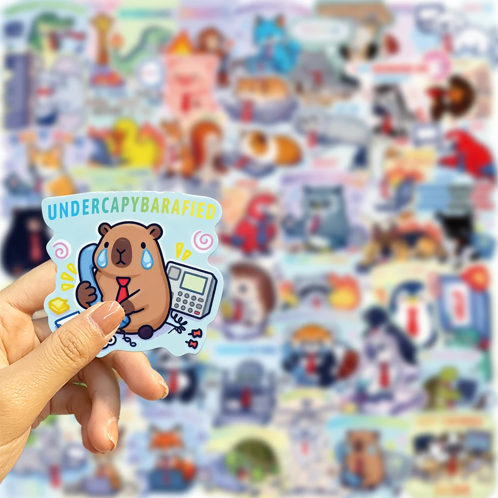 

10/30/50pcs Funny Cartoon Working Animal Creative Stickers DIY Stationery Luggage Helmet Laptop Cute Graffiti Sticker for Gifts
