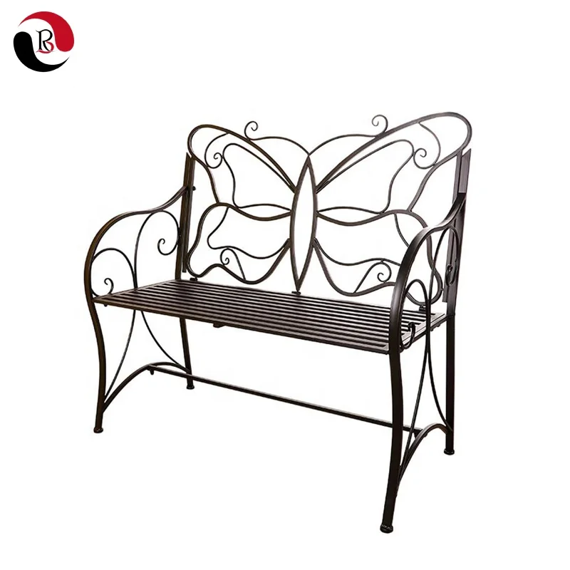 

Outdoor Park Indoor Balcony Durable Leisure Butterfly Backrest Metal Garden Bench