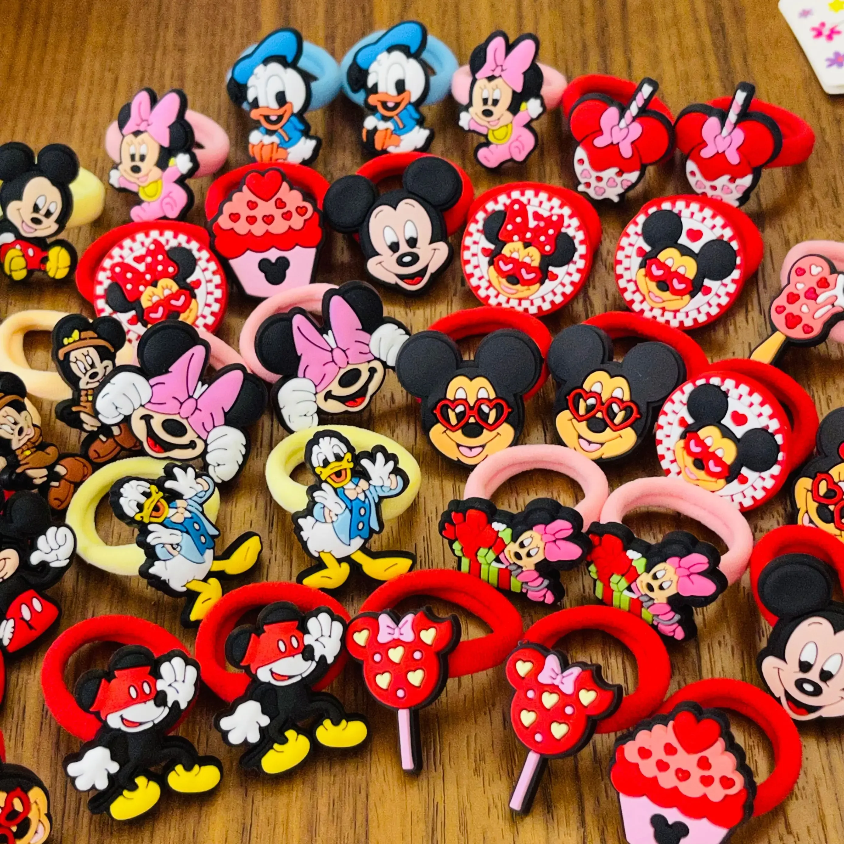 10PCS Mickey Minnie Daisy Donald Duck Disney Elastic Hair Rubber Band Headband Hair Accessories Girls Cartoon Hair Bows Gifts