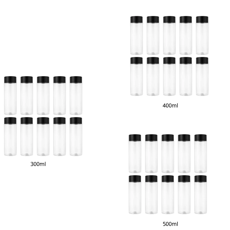 

10 шт., 300 мл/10 унций, пластиковая бутылка для сока, прозрачный контейнер для хранения грубых злаков, бутылка для напитков, простая в использовании