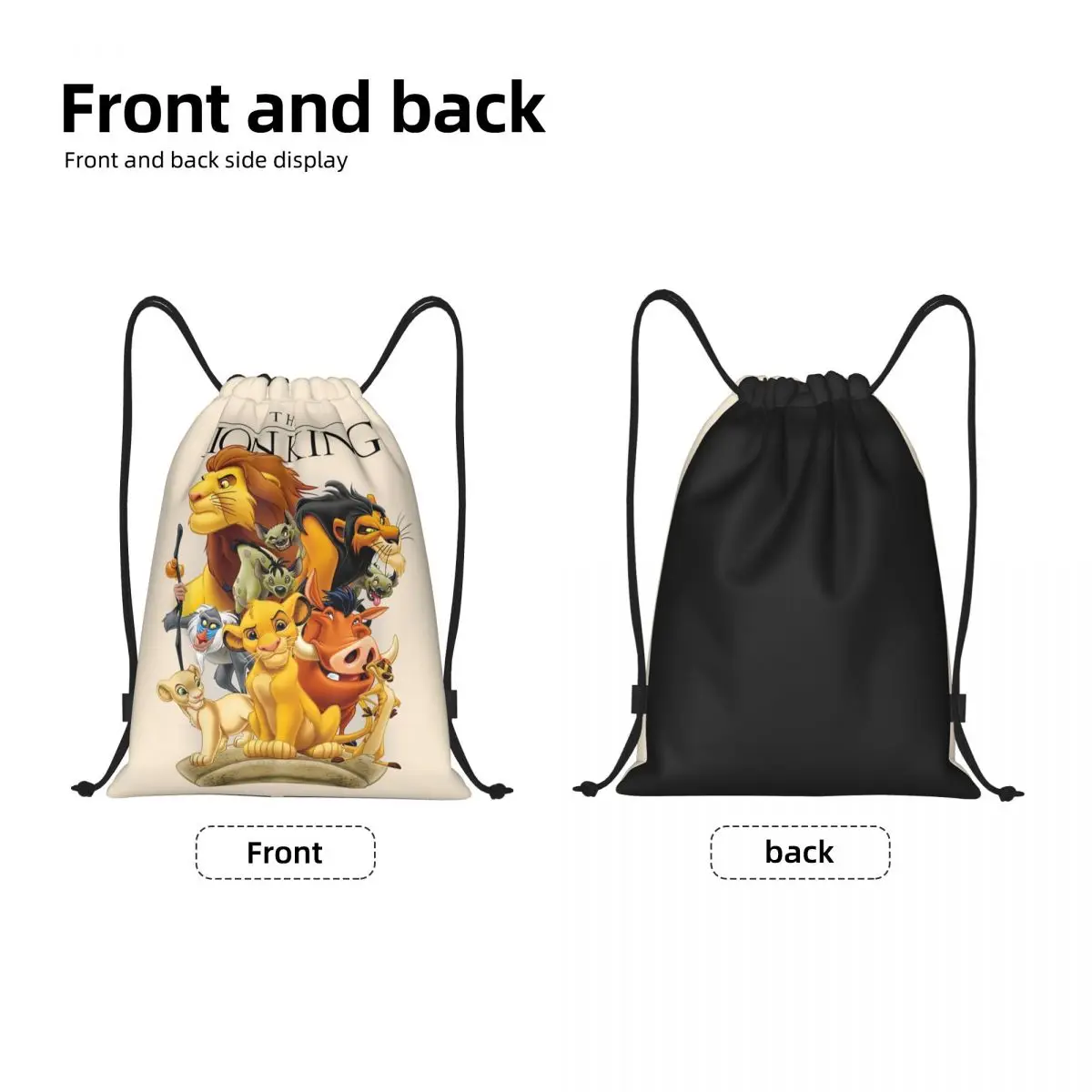 Custom The Lion King Characters Drawstring Bags Men Women Lightweight Sports Gym Storage Backpack