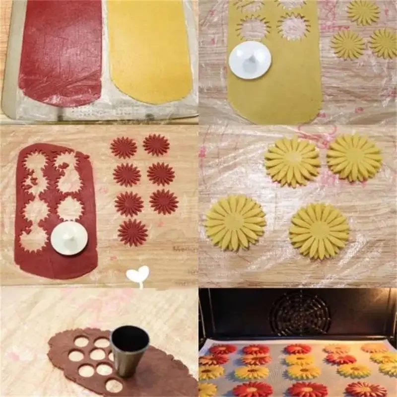 3D Biscuit Mould Sunflower Daisy Flower Cookie Cutter Flipping Tools Pressable Fondant Stamp Cake Decor Baking Supplies