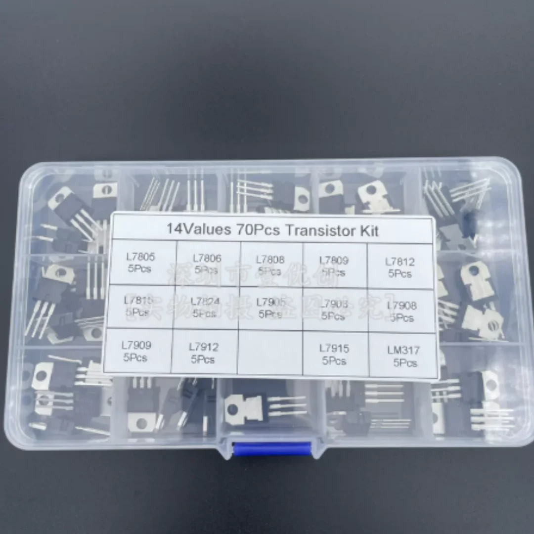 14 Types 70PCS TO-220 Three-terminal Voltage Regulator Tube Assortment Box L7805/7812/7905/7912/LM317T