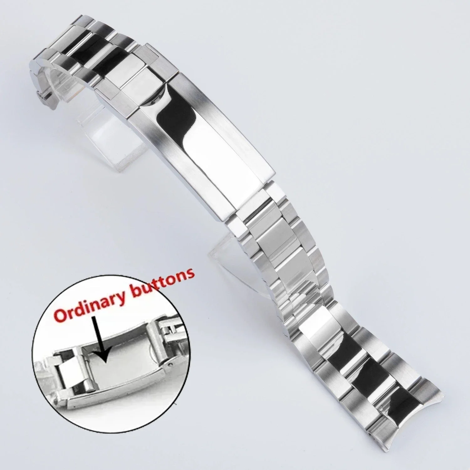 20mm Width 904L Solid Stainless Steel Watch Band Brushed Polished Oyster Bracelet Folding Buckle Glide Lock Clasp FOR RELOX SUB image 3