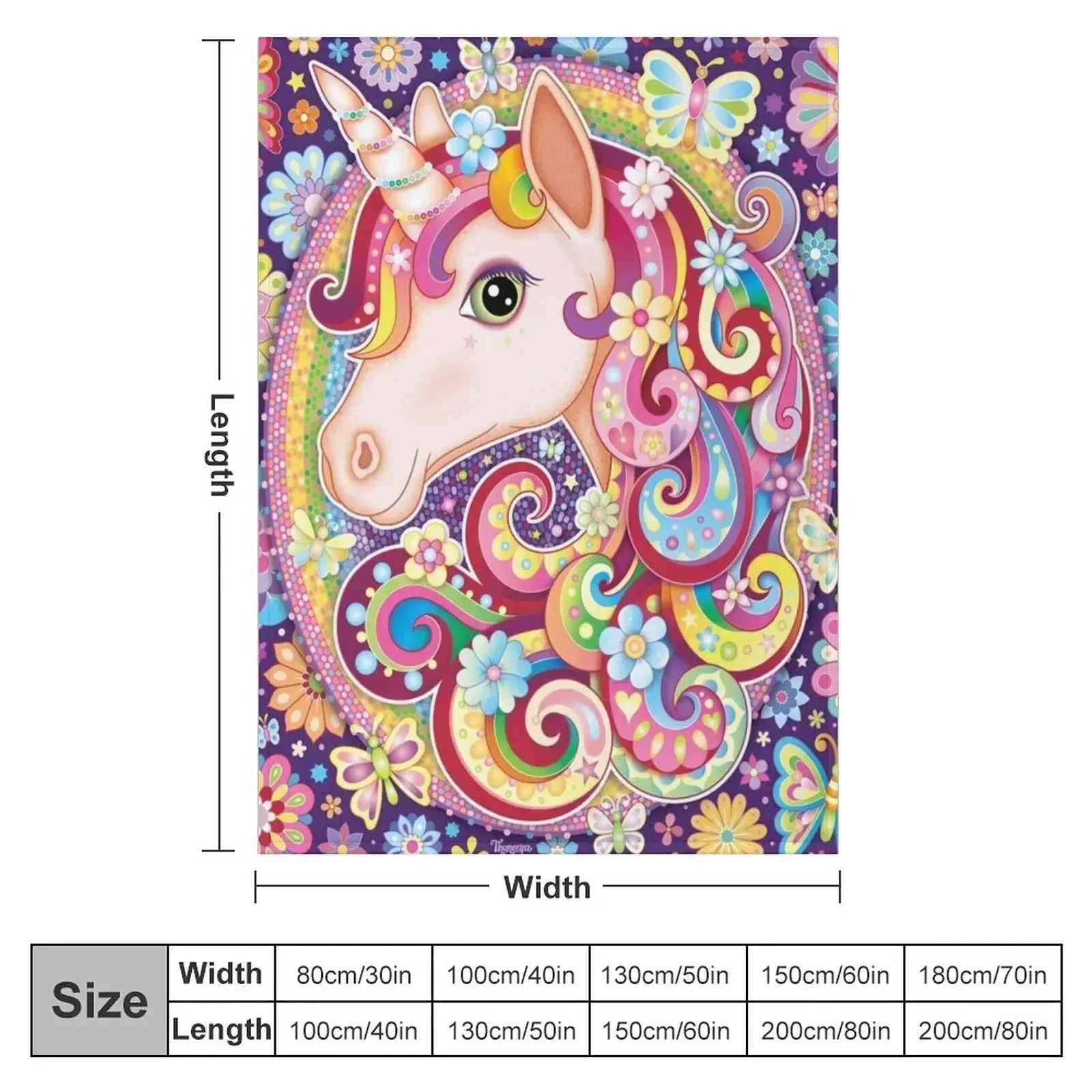 Unicorn Rainbow Art - Colorful Unicorn Art by Thaneeya McArdle Throw Blanket Furry Luxury Thicken Quilt Luxury Brand Blankets