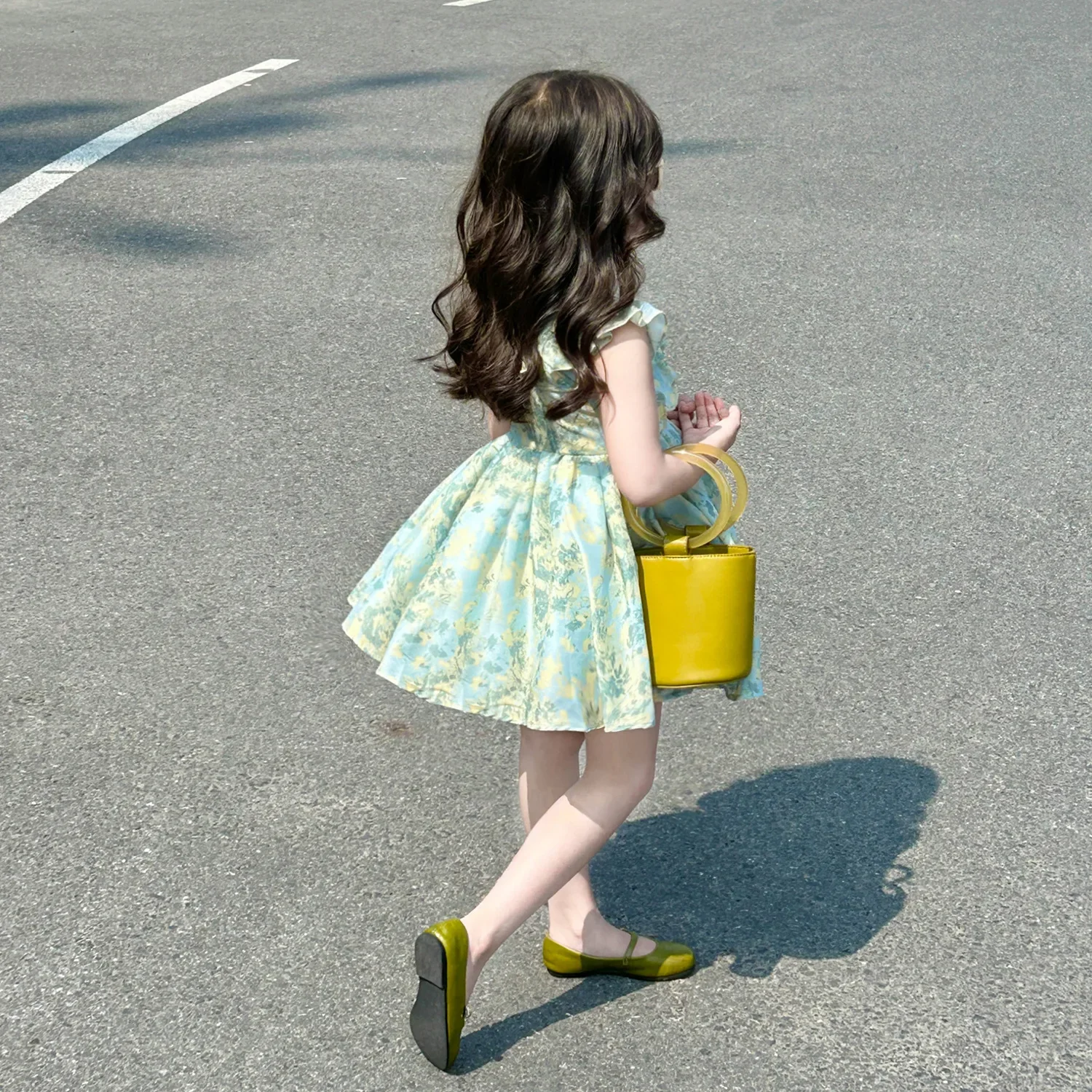Girls Skirt 2026 Summer New Children's Clothing Korean Style Girl Baby Fashion Tea Break French Small Fly Sleeve Floral Dress