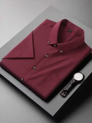 10XL 8XL 7XL Summer Men's Solid Color Short sleeved Shirt Plus Size Loose Elasticity Casual Black White Business Work Shirts