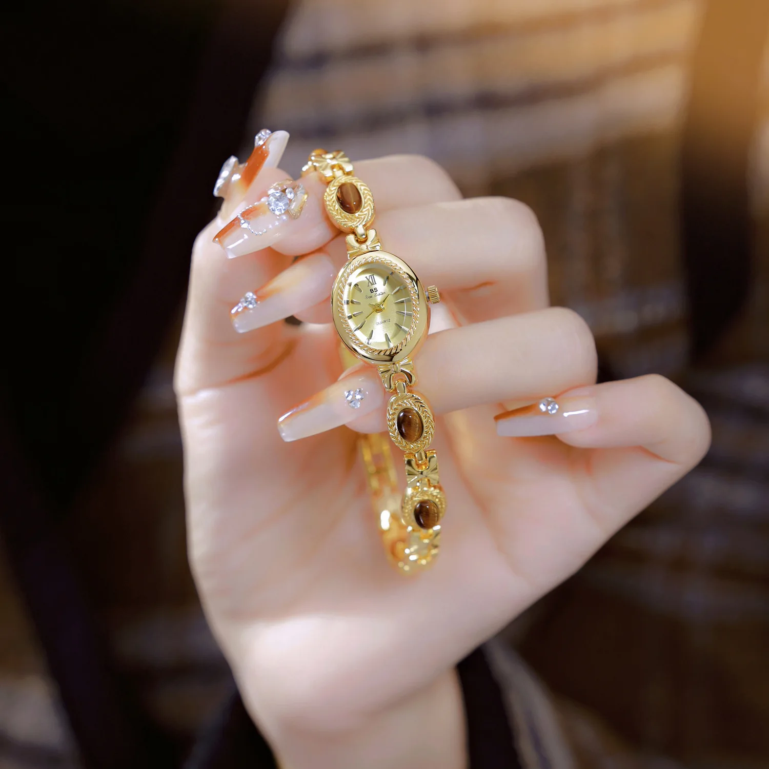 Women Watches Luxury Wristwatches Ladies Natural Tiger Eye Stone Mirad Color Series Premium Female Elegant Clock Women