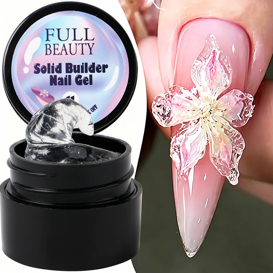 5ml Transparentes 3D Solid Nagelgel Klares Nicht-fließendes Solid Nagelmodelliergel für Nagelverlängerungen, Formgebung und Nageldekoration