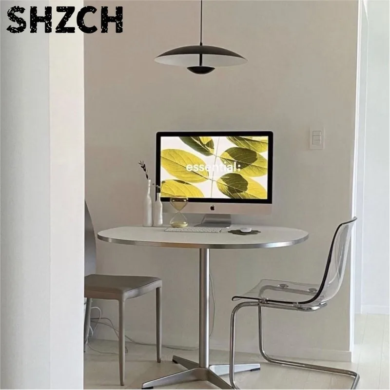 Silver Edge Dining Table Modern Minimalist South Korea Round Mini Apartment Cafe Restaurant Mid-Ancient Desk 커피 테이블