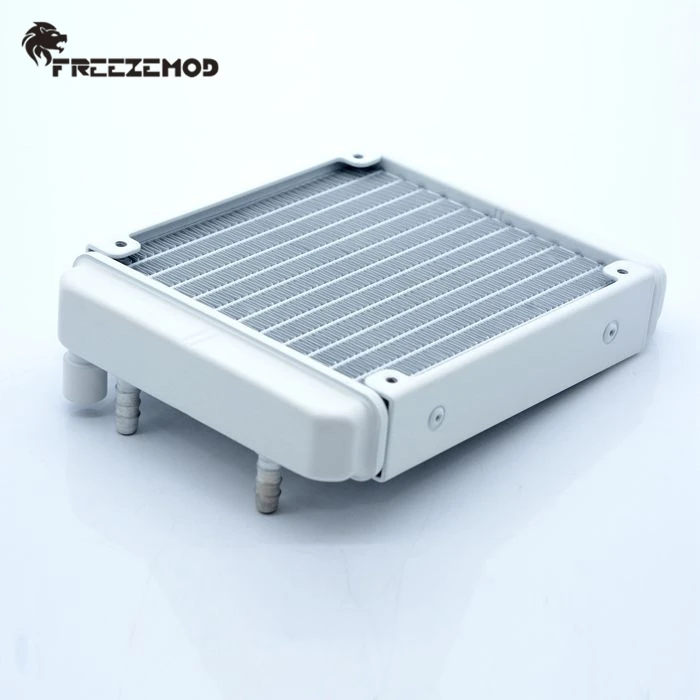 FREEZEMOD 120mm Aluminum Radiator White 27mm thickness 12CM installation Tube Connector port  Water Cooler HeatSink SR-JZFS12