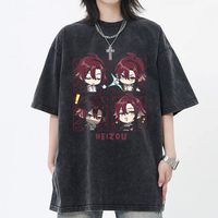 Genshin Impact Shikanoin Heizou Kawaii Printed Tshirt Men Women Washed Cotton T-shirts Casual Loose Tee Harajuku Male T Shirt