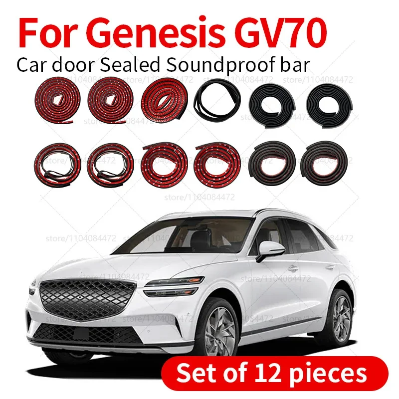 

For 2020-2025 Genesis GV70 Car Door Seal Strip Rubber Double Layer Sealing Protector Soundproof Dustproof Seal Strip 12PCS Set