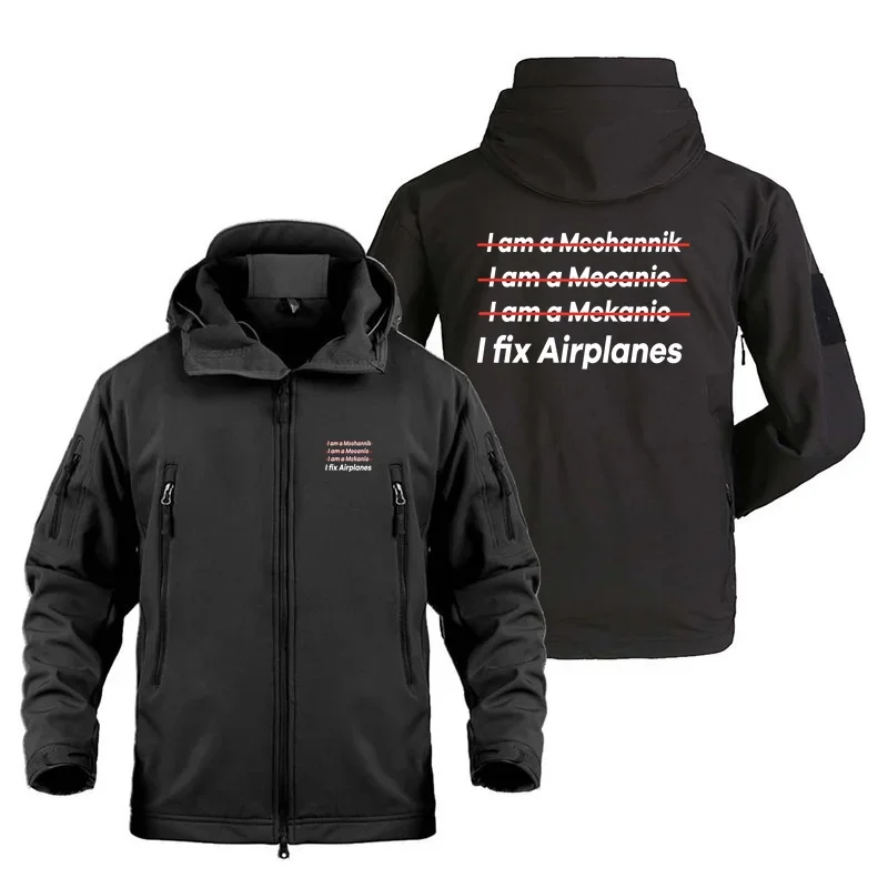 I Fix Airplanes Fly Aviation Pilots Man Coats Fleece Warm Shark Skin SoftShell Jackets for Men