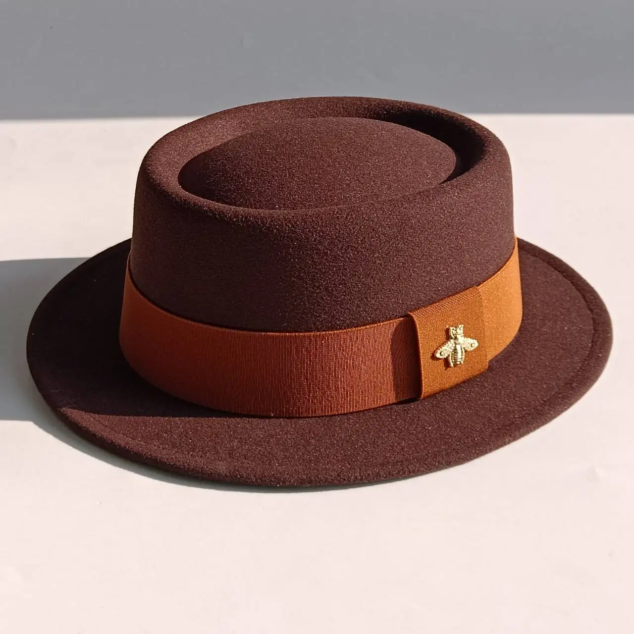 Pork Pie hoed 4.5CM Brede Rand Fedora Hoed Herenmode Herfst/Winter Bruiloft Hoed Jazz Hoed sombrero hombre