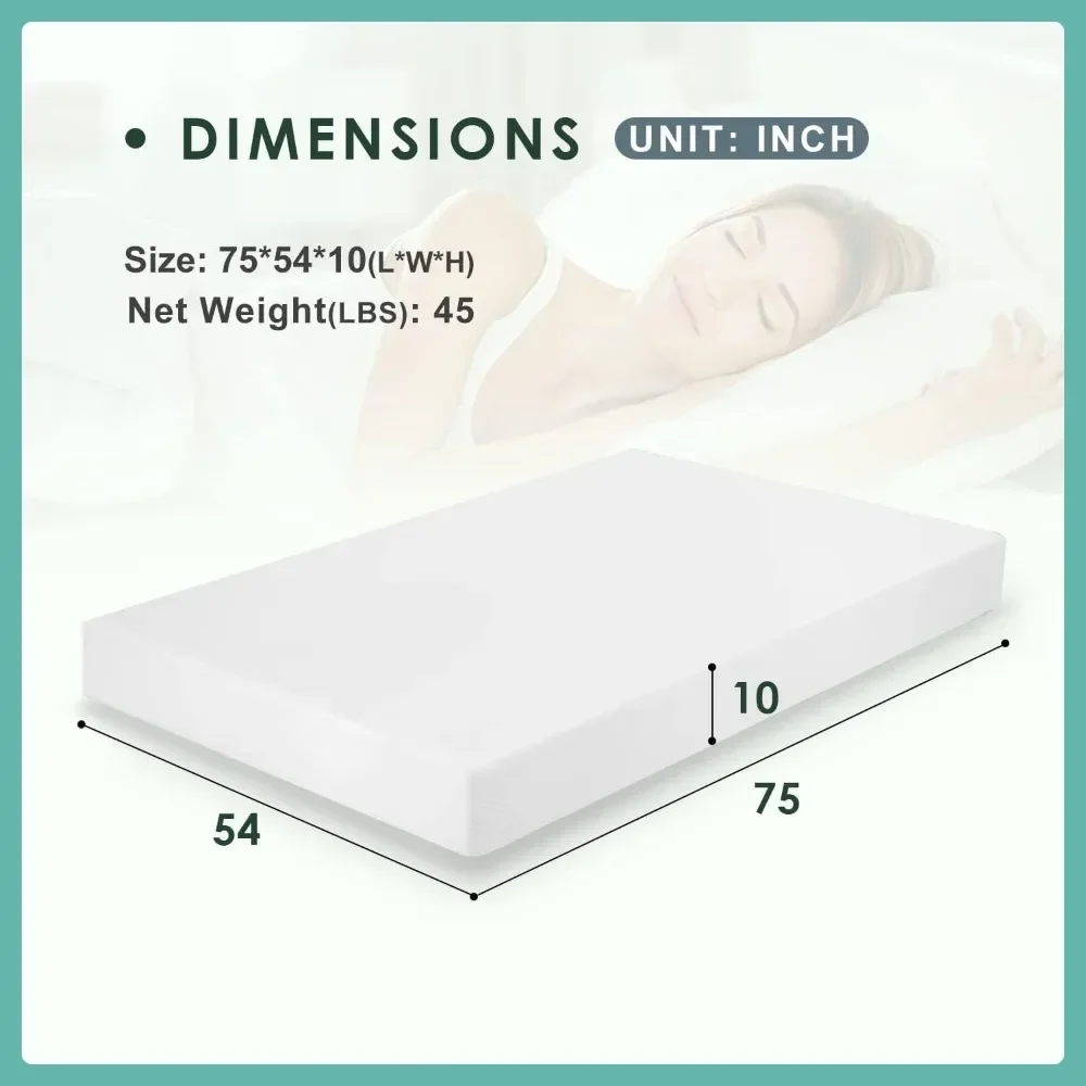 6 Inch Gel Memory Foam Mattress Fiberglass Free/CertiPUR-US Certified/Bed-in-a-Box/Cool Sleep & Comfy Support