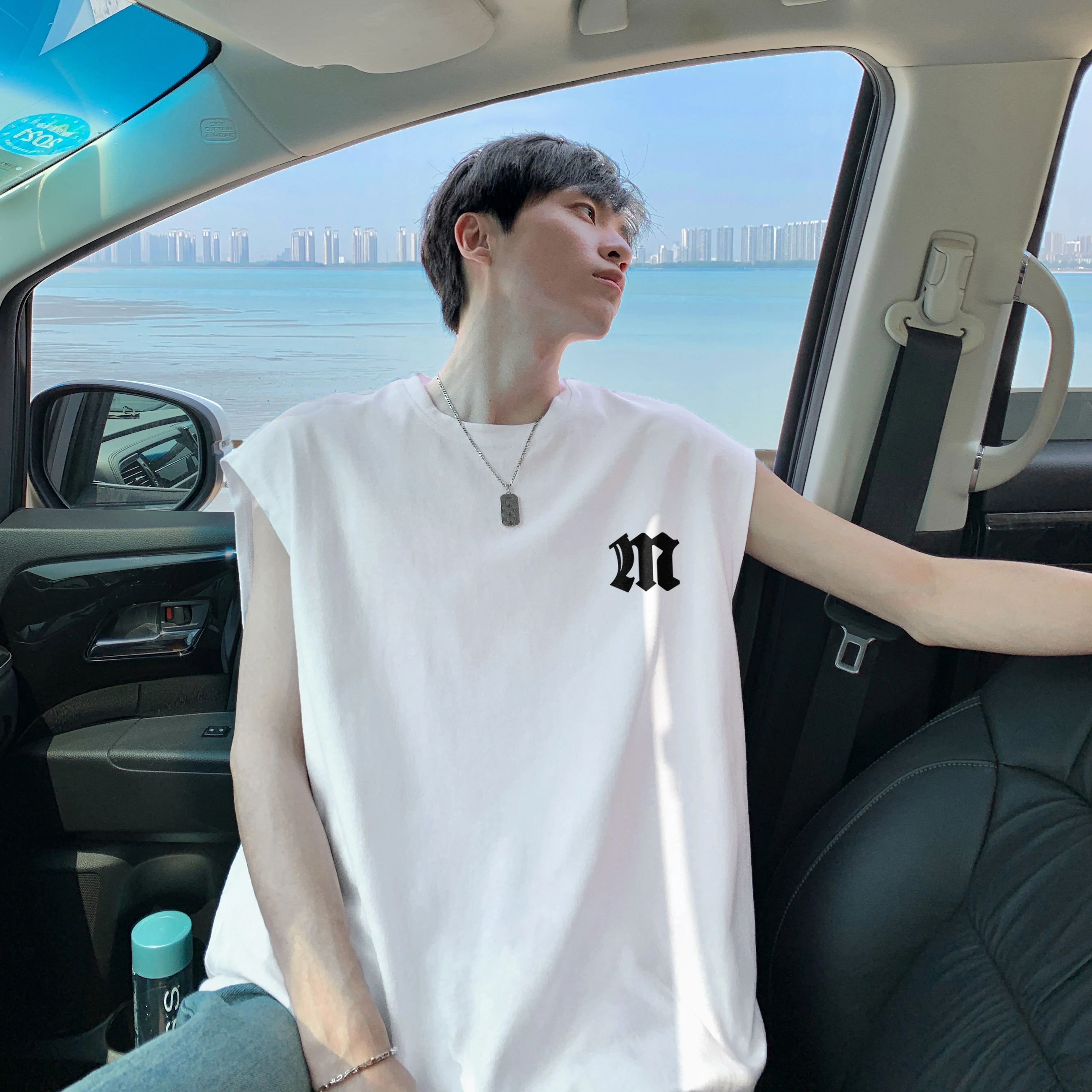 Couple\'s multi-color sports comfortable, breathable, high-quality Fashion loose 100% cotton summer thin version sleeveless vest