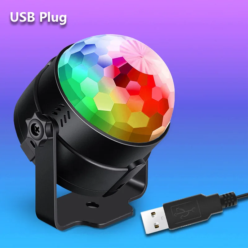 RGB أضواء ذكية الأسرة حفلة ديسكو الرقص التحكم Led كرة سحرية صغيرة كريستال سبعة ألوان الدورية ضوء المرحلة الليزر KTV