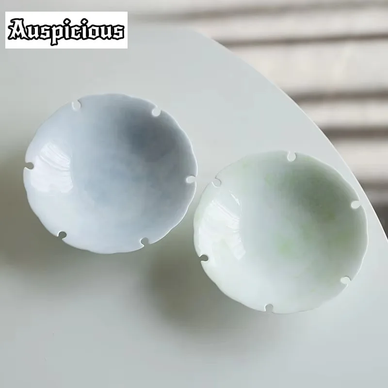 Pure Hand-painted Fog Blue Ceramic Pot Bearing Support Handmade Flower Mouth Dry Bubble Kung Fu Tea Set Tea Tray Fruit Plate