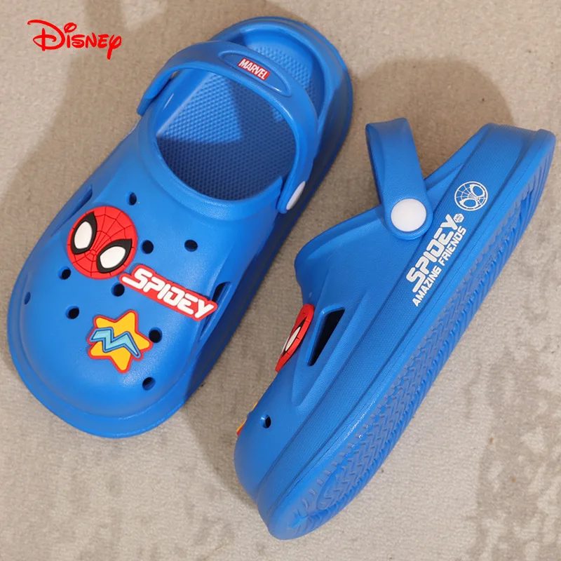 Disney Children\'s Sandals Cartoon Spiderman Boys Slippers Kids Soft Bottom Home Shoes Anti-slip Waterproof Sandals for 1-6Y