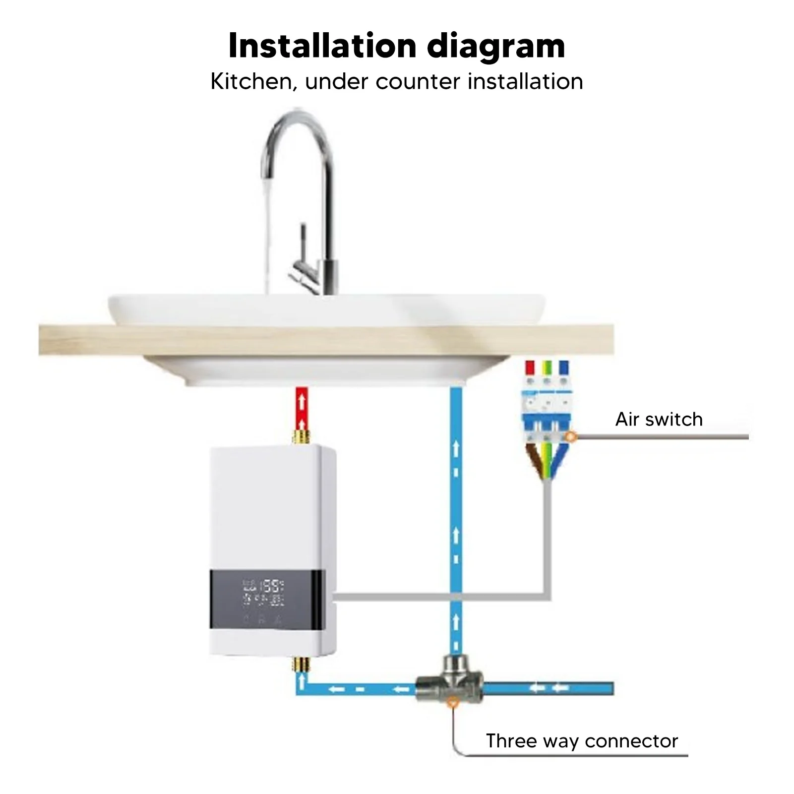遠隔操作の電気温水器,小型瞬間電気温水器,110v,4000w,プラグ,家庭,キッチン