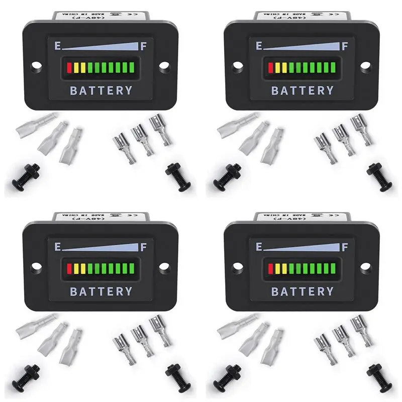 

A89E-4X Golf Cart Battery Meter 48V LED Battery Indicator Battery Gauge Battery Level Meter IP65 For Club Car,Fork Lifts