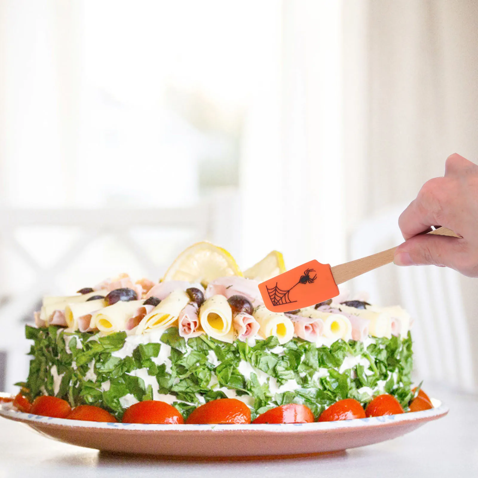 2 шт. силиконовые скребки с деревянной ручкой для Хэллоуина, повторно используемые, легкие кухонные инструменты для дома