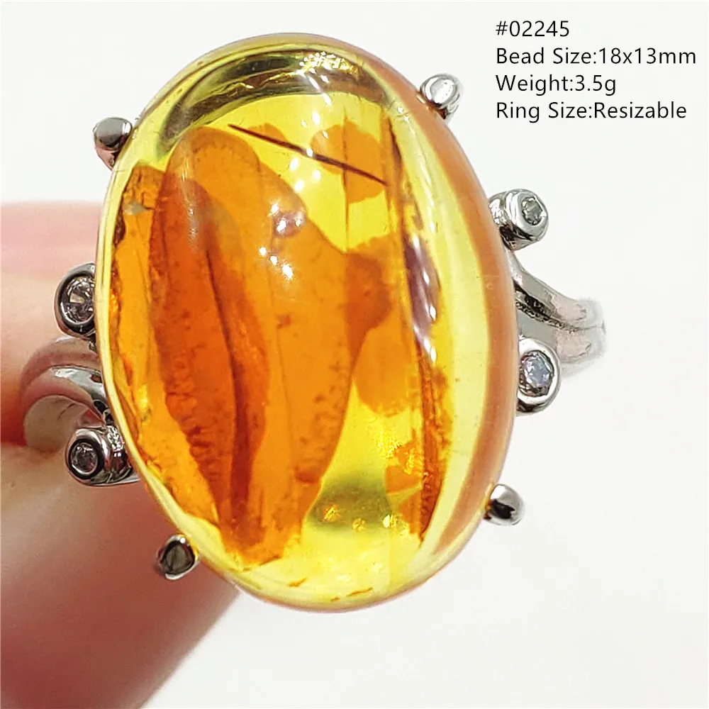 

Natural Red Piebald Amber Adjustable Ring Yellow Amber Ring Gemstone 925 Sterling Silver Jewelry Women Men AAAAA