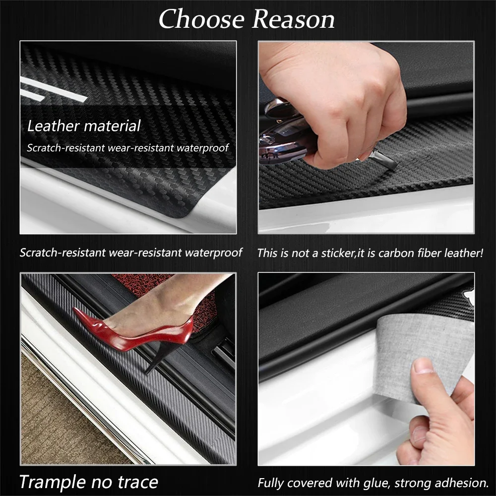 Carbon Fiber Car Door Threshold Stickers for Suzuki VITARA Emblem Protective film Pedal Guards Trunk Sill Scuff Plate Decals