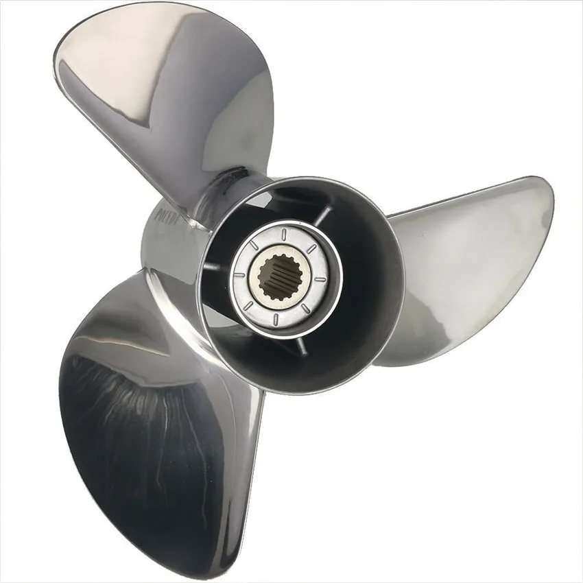 Hélice de popa de aço inoxidável marinho para Yamaha 50-130HP 14X12-K 13.8X13-K 13 1/2X14-K 13 1/2X15-K 13X17-K 13X19-K 15 Dentes