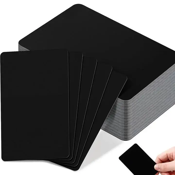 50 Pcs Black Metal Business Cards 0.8 mm Thickness Laser-Engraving Blanks Aluminium Cards for House Office-A20R image 4
