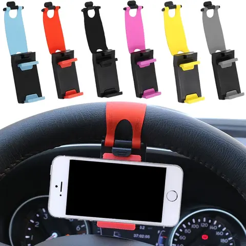 Universal Car Interior Steering Wheel Clip Phone Holder Mount for iPhone XiaoMi Samsung Mobile Phone GPS Car Accessories