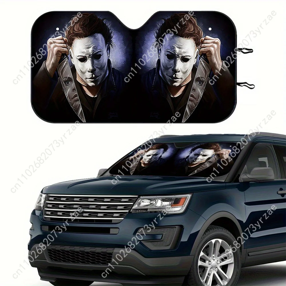 

Michael Myers Car Sun Shade Good Heat Insulation Effect Windshield Sunshade Portable Waterproof Easy Clean Car Accessory