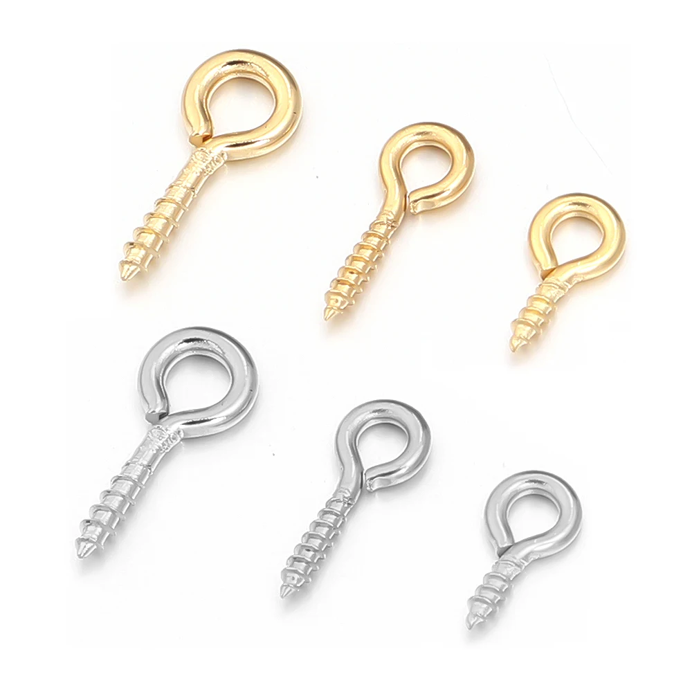 20-50pcs/lot Stainless Steel Mini Eye Pins Eyepin Eyelets Screw Threaded Hooks For Jewelry Making DIY Necklace Pendant Accessory