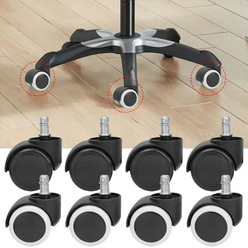 2 Inch Universal Swivel Caster Wheels Replacement Gaming Office Chair Casters Trolley Rollers Furniture Rotating Rubber Wheels