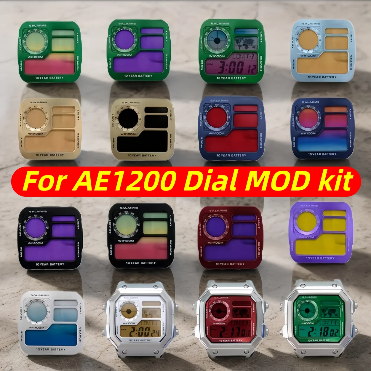 12 стилей для часов Casio AE1200, модифицированный обновленный медный циферблат, комплект модов 3299, механизм AE-1200, стальной корпус, сменные аксессуары