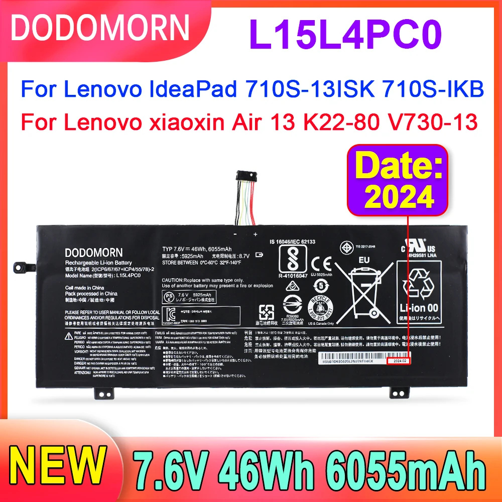 DODOMORN L15L4PC0 Laptop Battery For Lenovo IdeaPad 710S-13ISK 710S-13IKB V730-13 K22-80 For Lenovo XiaoXin Air 13IKB Pro 13 Pro