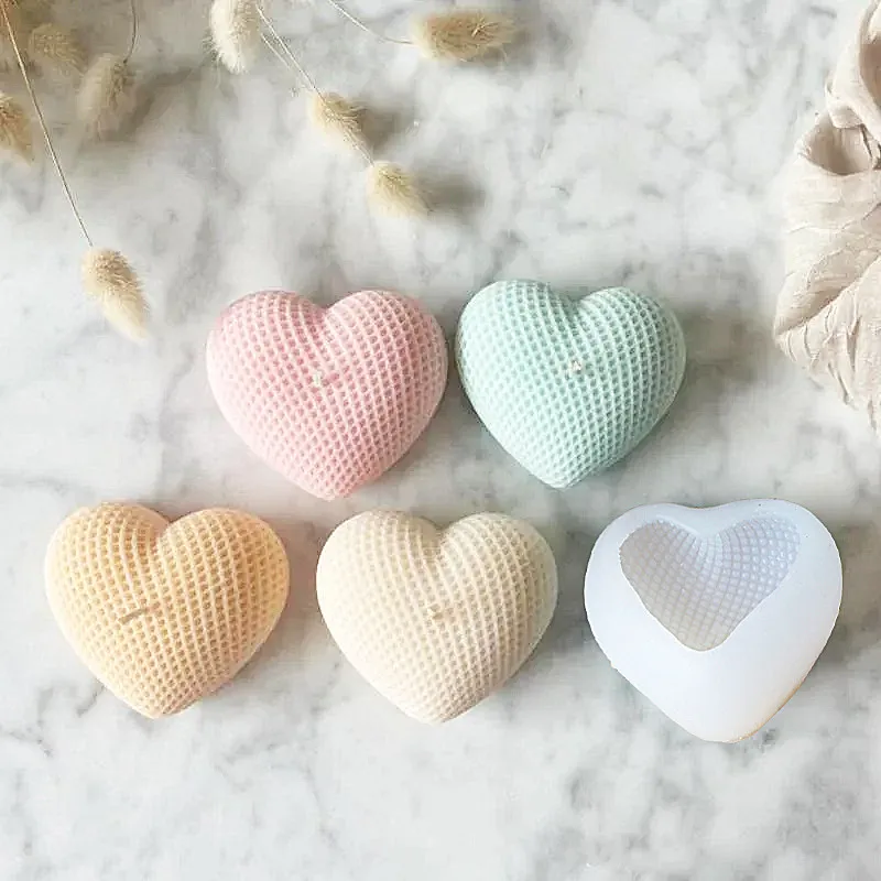 3D Liebe Herz Silikon Kerze Form DIY Grid Herz Handgemachte Kreative Blume Aromatherapie Gips Harz Seife Machen Liefert Form