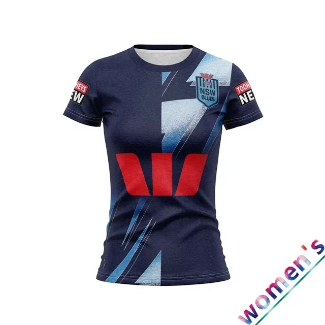 Jersey de Rugby de NSW Blues para niño y mujer, Jersey de entrenamiento del Estado de origen, personalizado, Talla: S-5XL, estampado de número de nombre personalizado, 2023