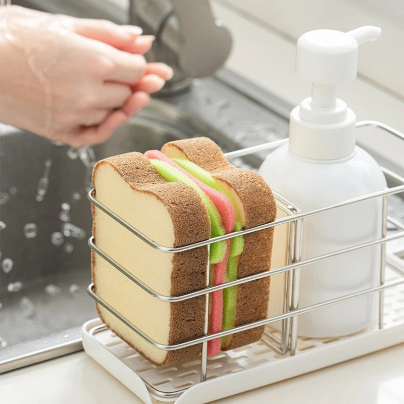 Cute Toast Sandwich Sponge Cleaning Brush Dishwashing Pot Brush Household Cleaning Tools Cleaner Kitchen Cleaning Supplies