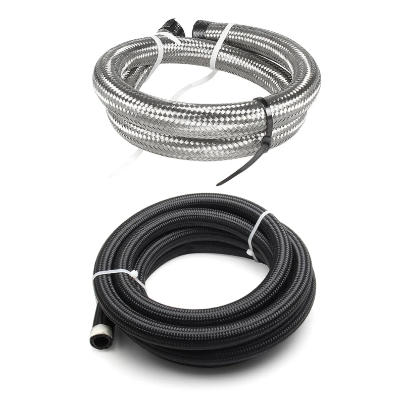 G99F AN4 AN6 AN8 AN10 AN12 Fuel Line Hose,Nylon Braided Fuel Line Hose with Stainless Steel Mesh Reinforce Black